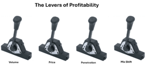 four levers representing the levers of profitability
